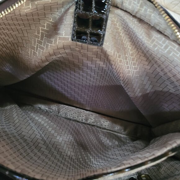 Cole Haan Black Croc Embossed Leather Satchel/Briefcase Women Large Size - Picture 13 of 16